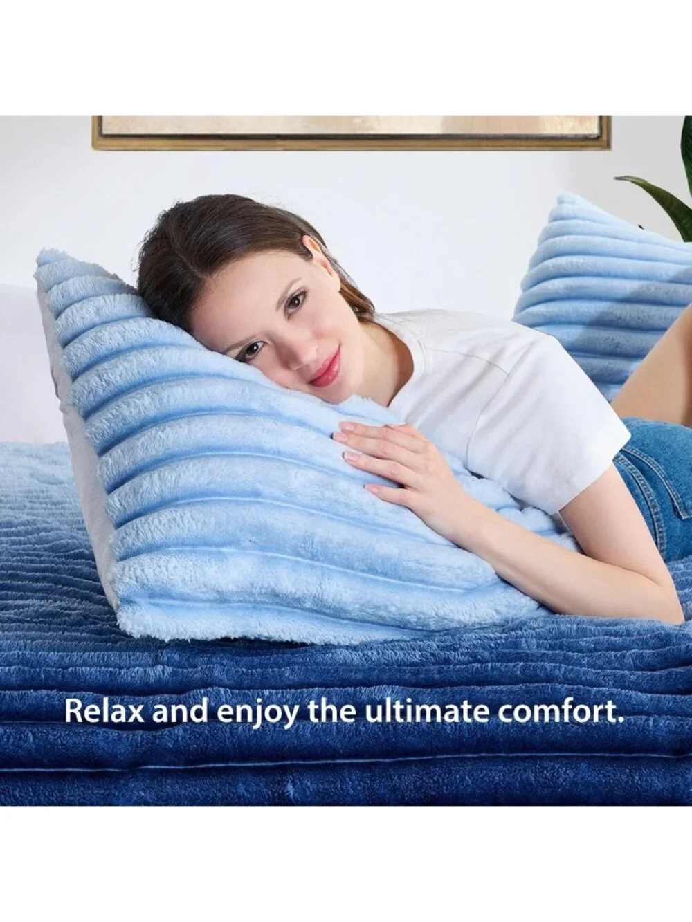Cozy Ribbed Fluffy Queen Comforter Set - Super Soft Plush Fleece Bedding